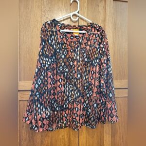 Ruby Rd Women's Sheer V-neck top 18w